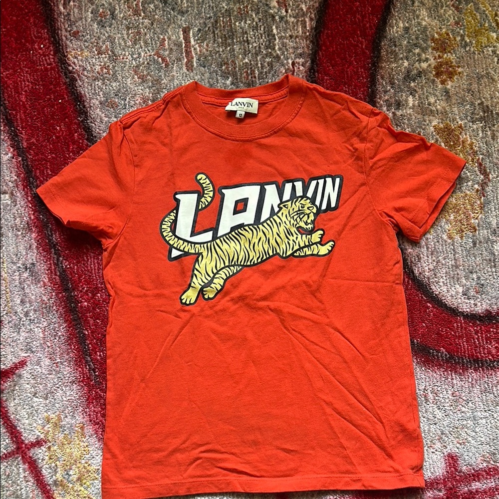 Lanvin Orange Short Sleeve Tee with Dynamic Graphic